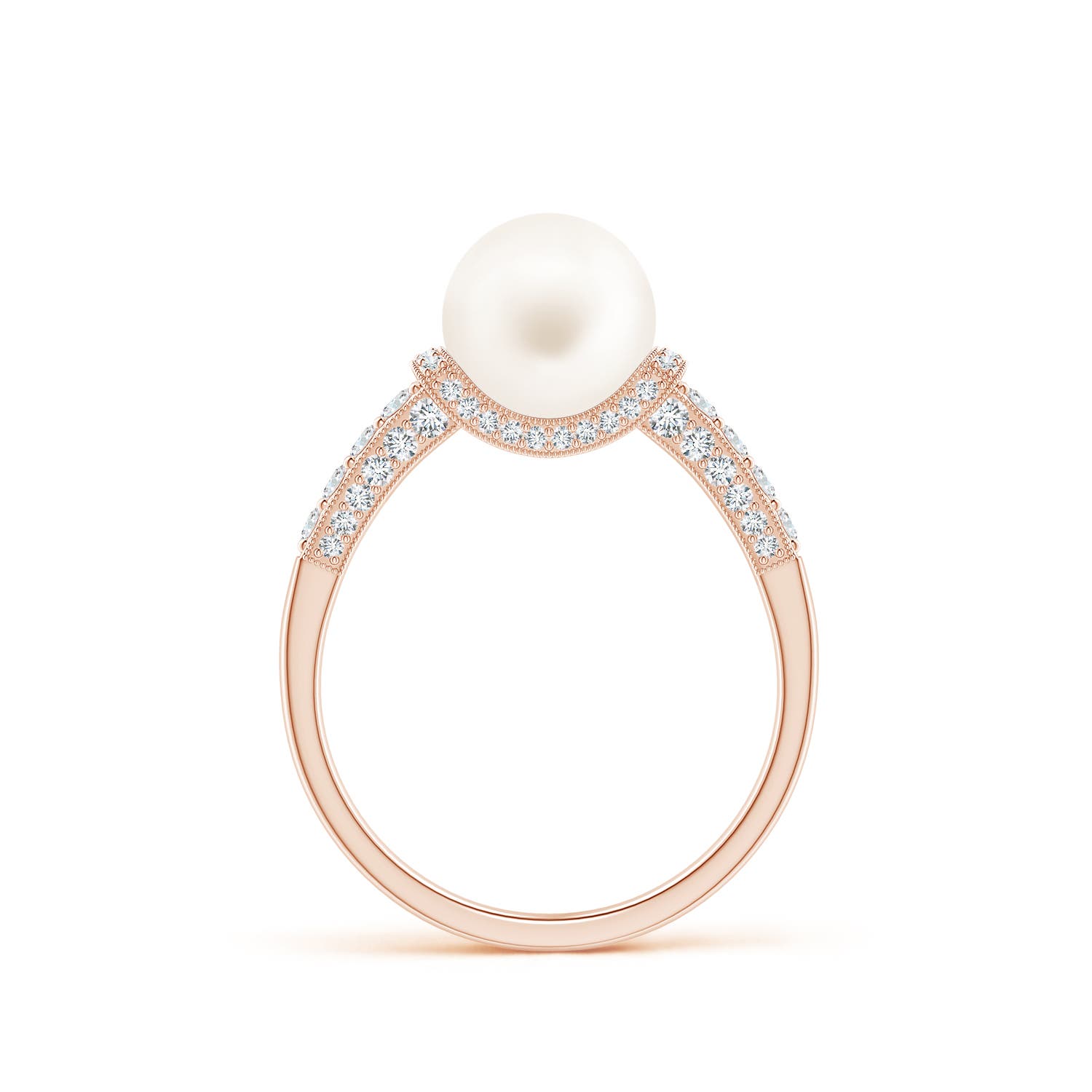 8mm AA Vintage Inspired Freshwater Pearl Ring in Rose Gold