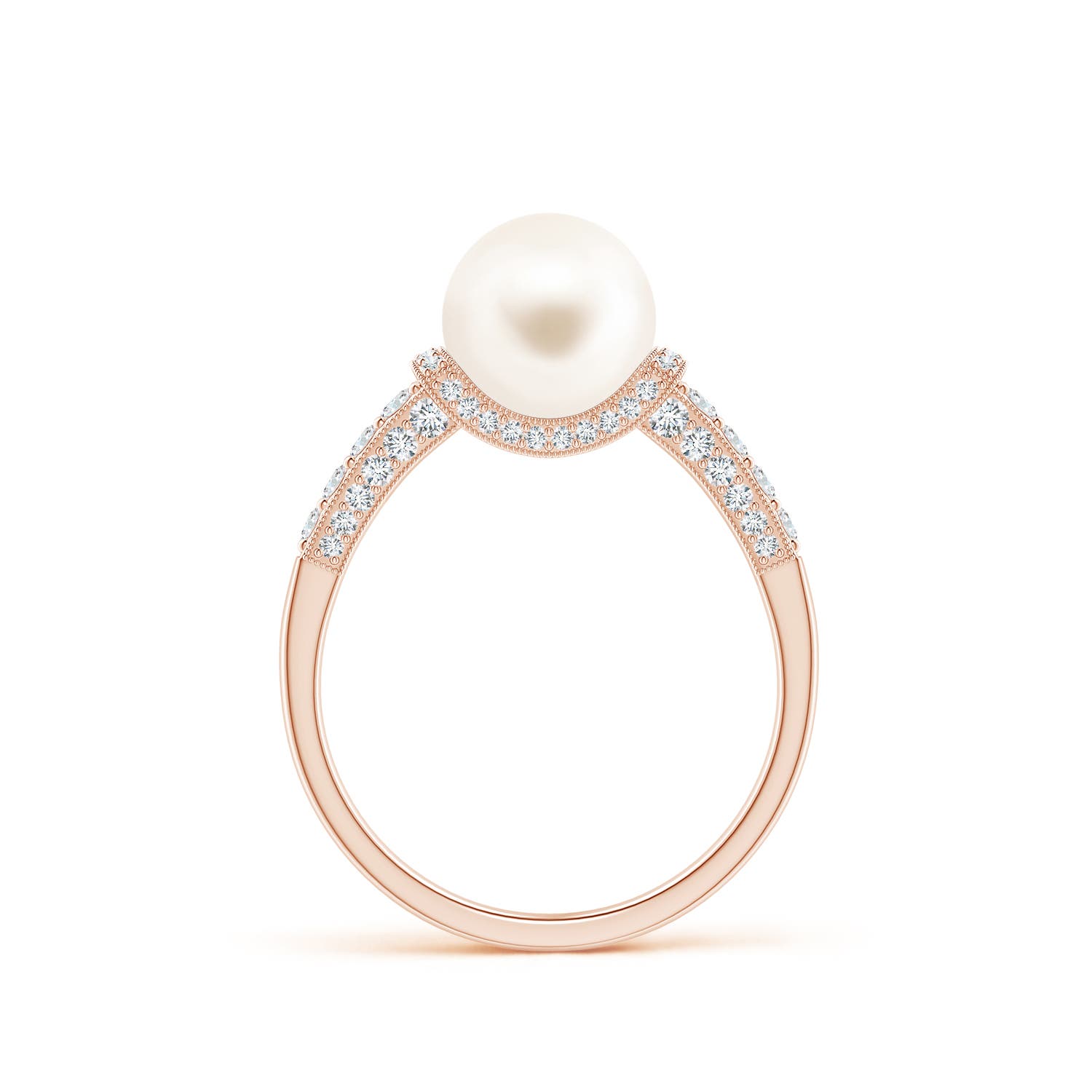 8mm AAA Vintage Inspired Freshwater Pearl Ring in Rose Gold
