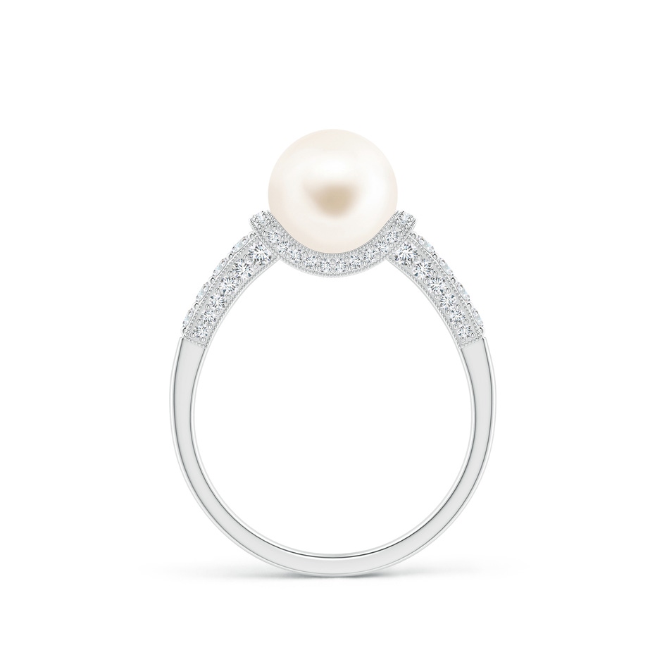 8mm AAA Vintage Inspired Freshwater Pearl Ring in White Gold side 1