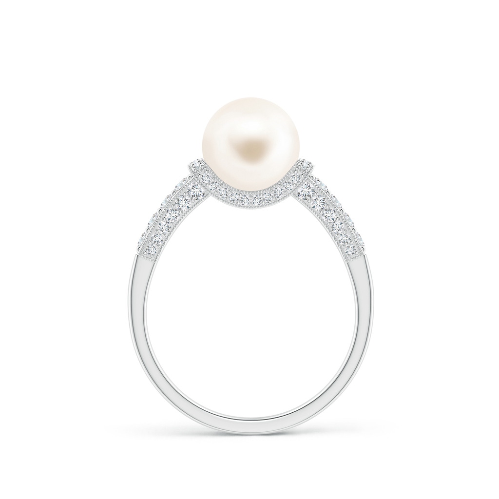 8mm AAA Vintage Inspired Freshwater Pearl Ring in White Gold - side 199