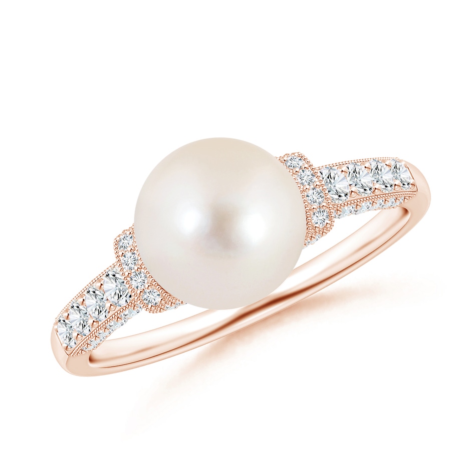 8mm AAAA Vintage Inspired Freshwater Pearl Ring in Rose Gold 