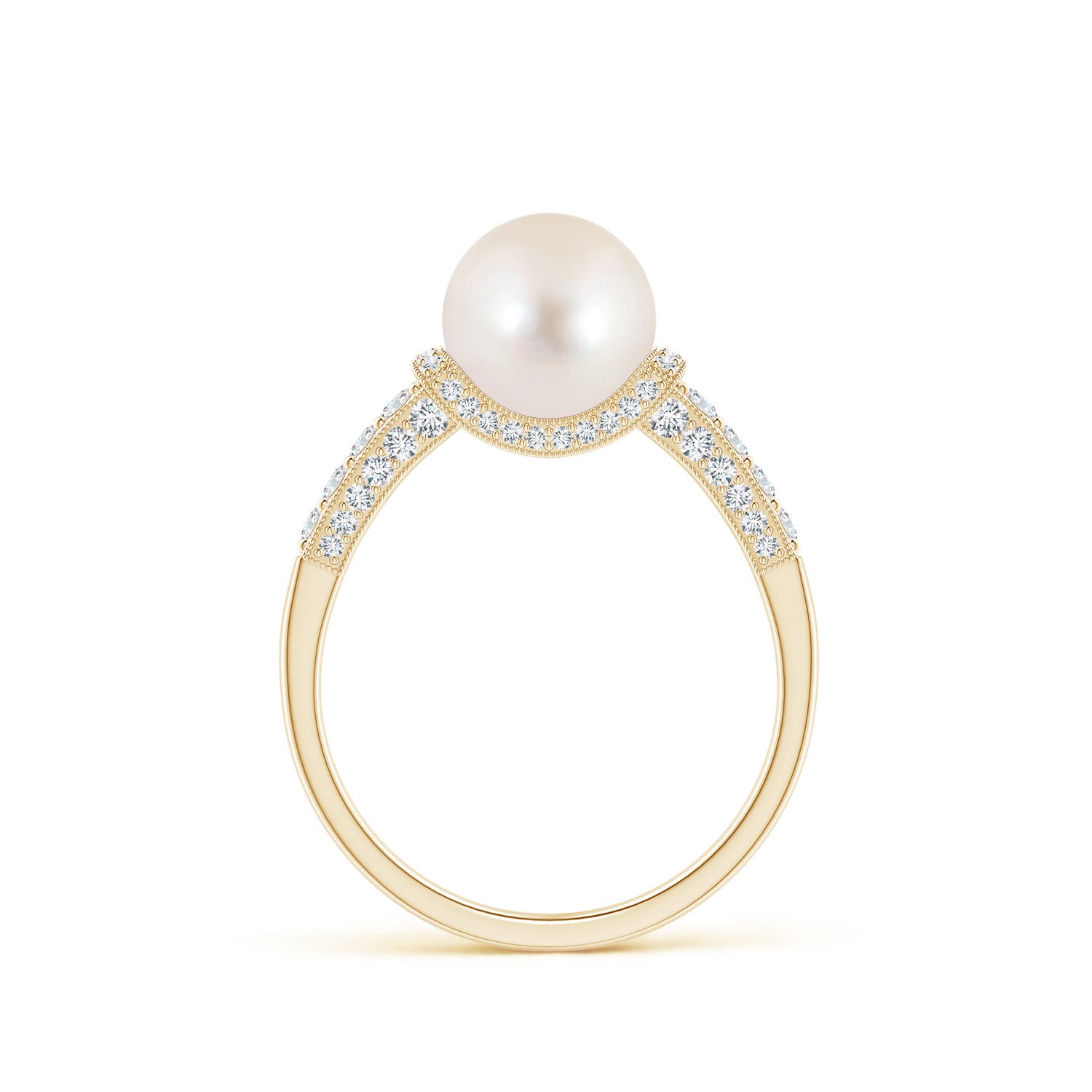 8mm AAAA Vintage Inspired Freshwater Pearl Ring in Yellow Gold