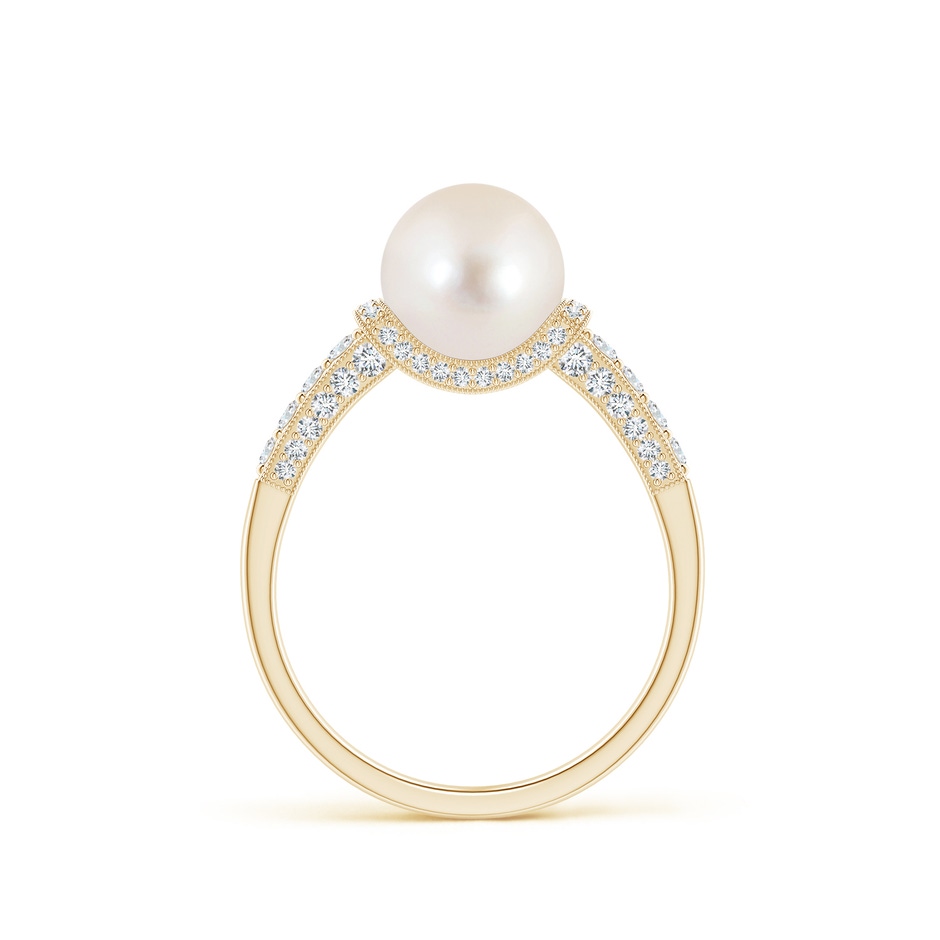 8mm AAAA Vintage Inspired Freshwater Pearl Ring in Yellow Gold side 199