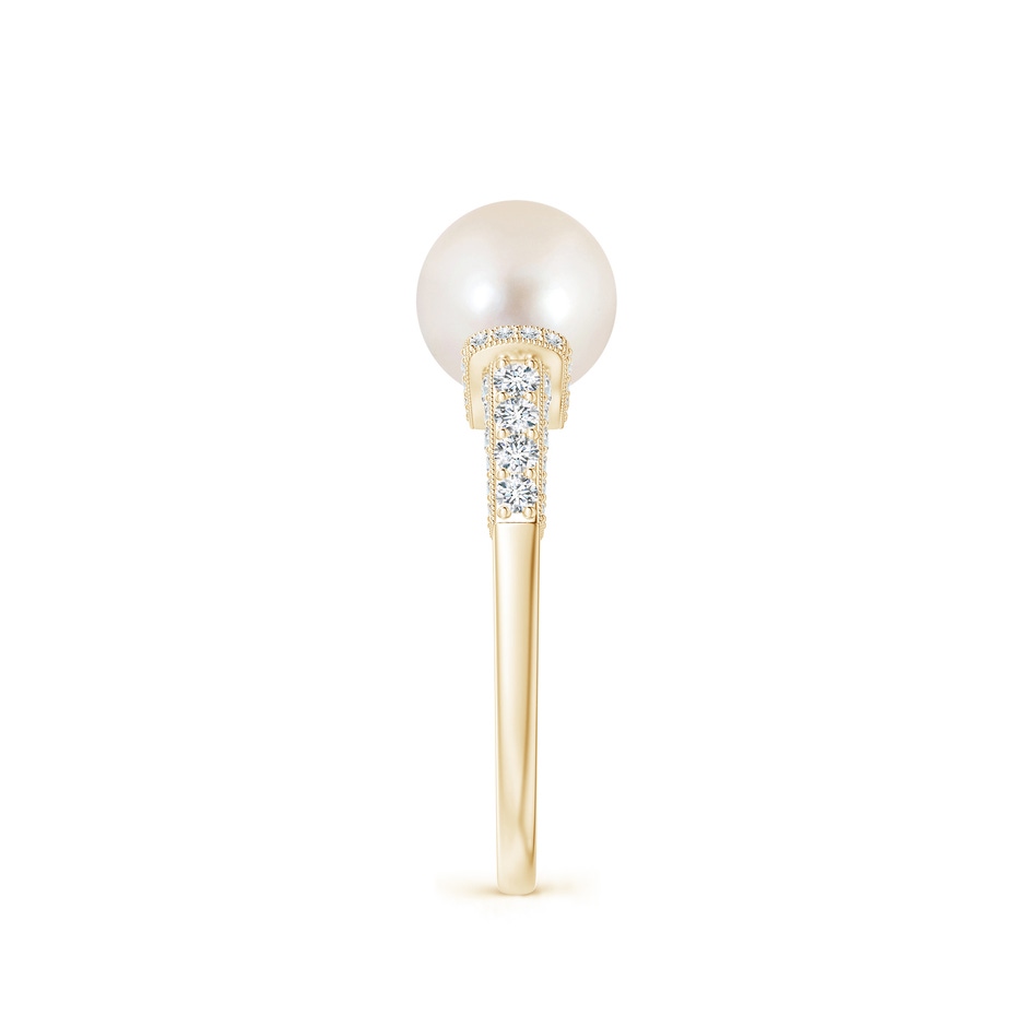 8mm AAAA Vintage Inspired Freshwater Pearl Ring in Yellow Gold side 299