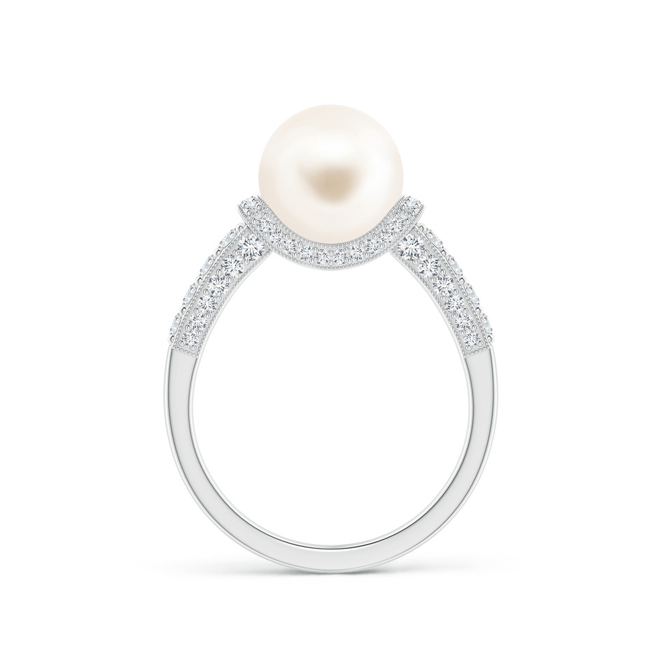 9mm AAA Vintage Inspired Freshwater Pearl Ring in White Gold side 199