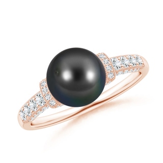 8mm AA Vintage Inspired Tahitian Pearl Ring in Rose Gold