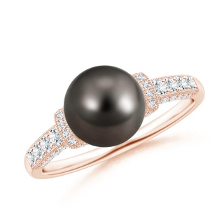 8mm AAA Vintage Inspired Tahitian Pearl Ring in Rose Gold