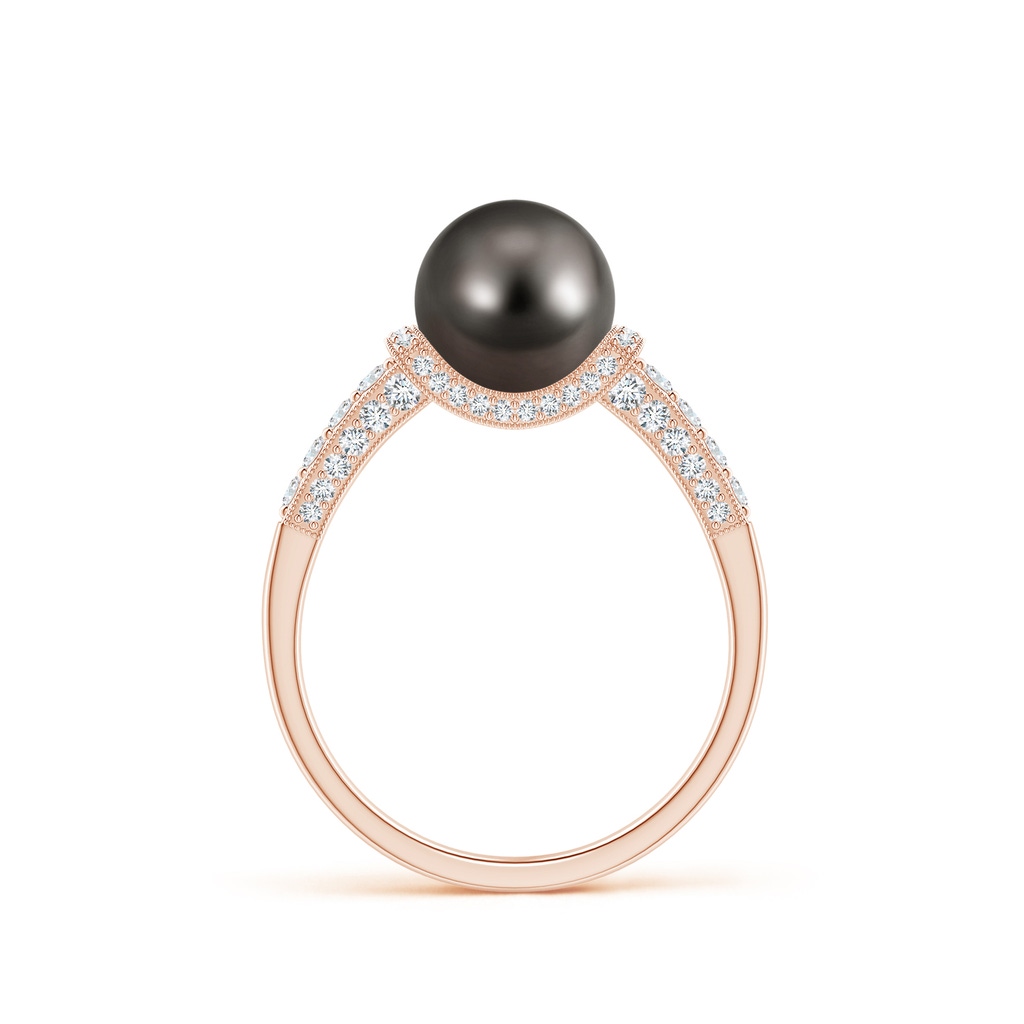 8mm AAA Vintage Inspired Tahitian Pearl Ring in Rose Gold Side 1