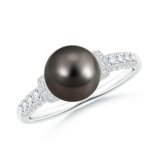 8mm AAA Vintage Inspired Tahitian Pearl Ring in White Gold