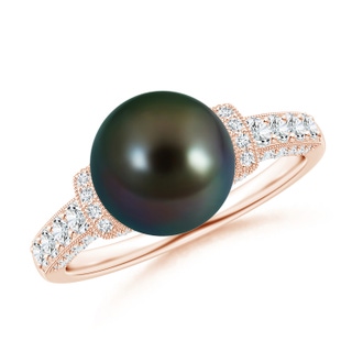 9mm AAAA Vintage Inspired Tahitian Pearl Ring in Rose Gold