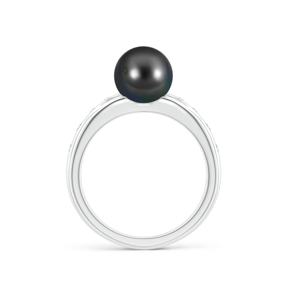 8mm AA Tahitian Pearl Ring with Flush-Set Diamonds in White Gold side 1