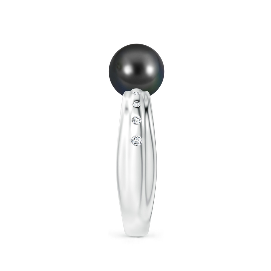 8mm AA Tahitian Pearl Ring with Flush-Set Diamonds in White Gold side 2
