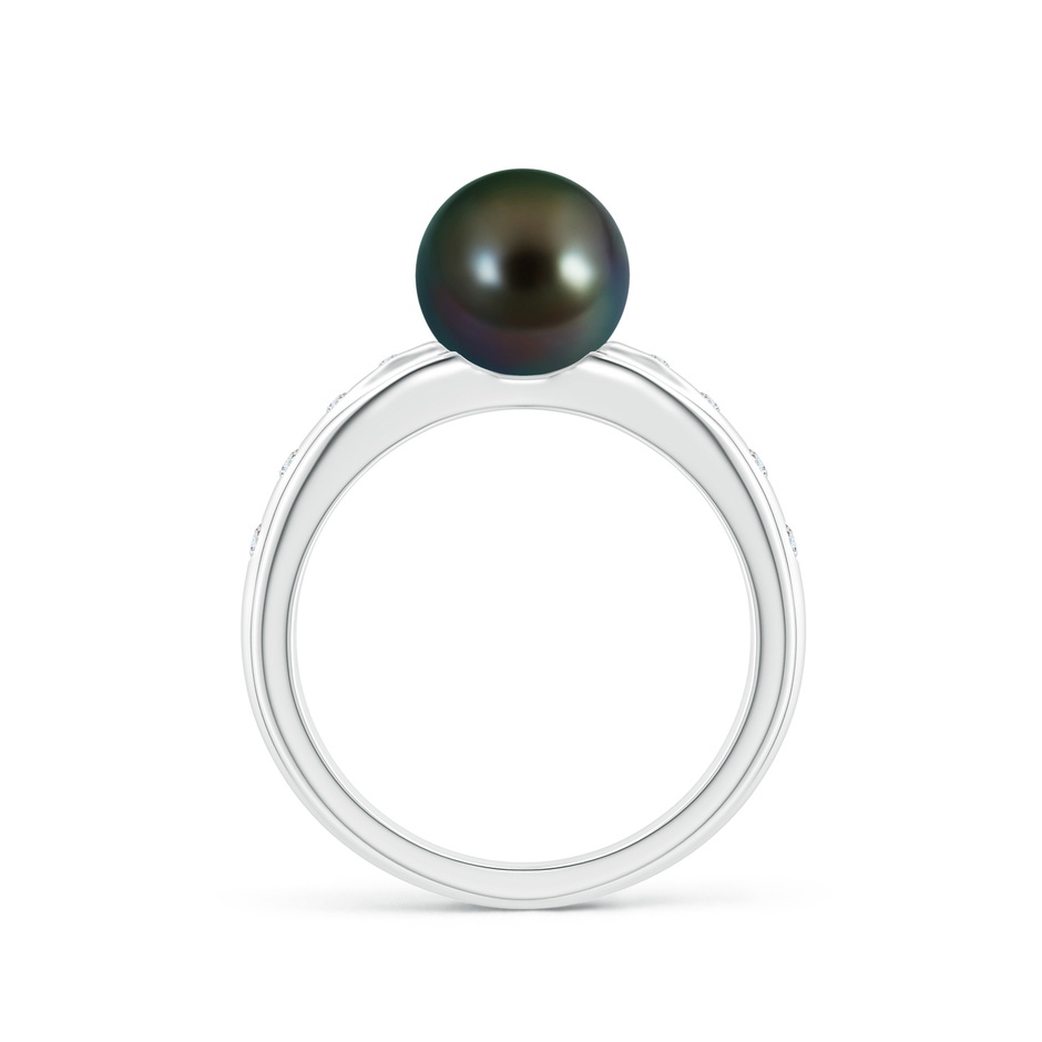 8mm AAAA Tahitian Pearl Ring with Flush-Set Diamonds in White Gold side 1
