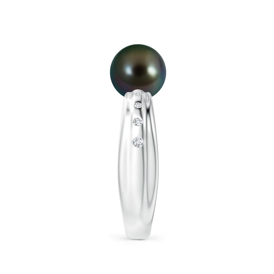 8mm AAAA Tahitian Pearl Ring with Flush-Set Diamonds in White Gold side 2