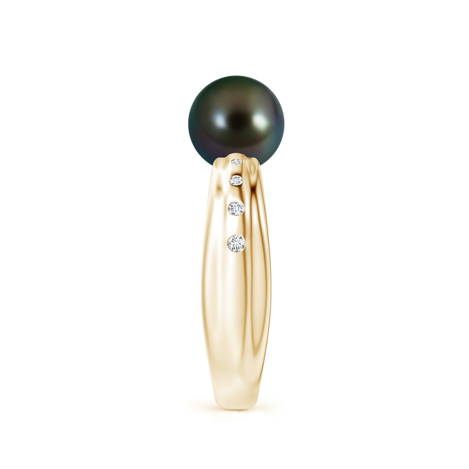 8mm AAAA Tahitian Pearl Ring with Flush-Set Diamonds in Yellow Gold side 2