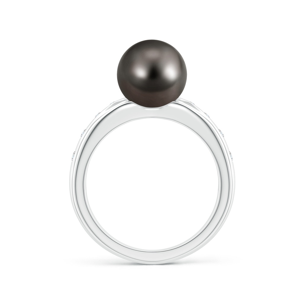 9mm AAA Tahitian Pearl Ring with Flush-Set Diamonds in White Gold Side 1