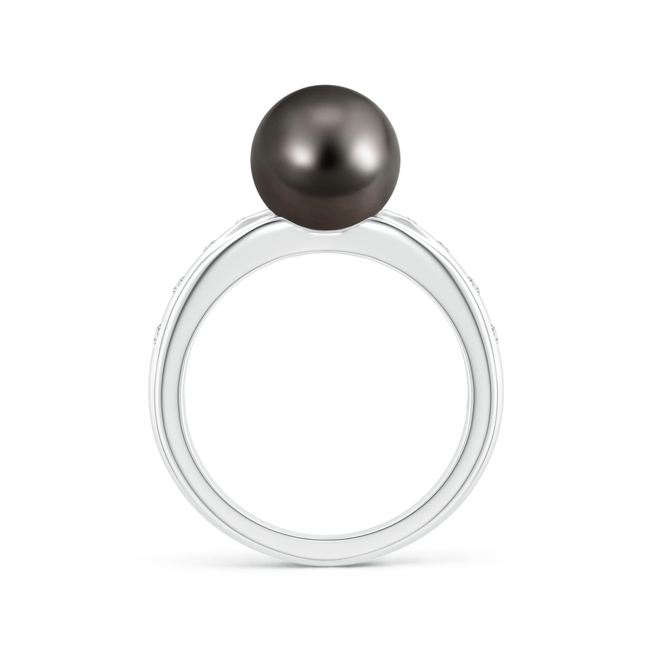 9mm AAA Tahitian Pearl Ring with Flush-Set Diamonds in White Gold side 1