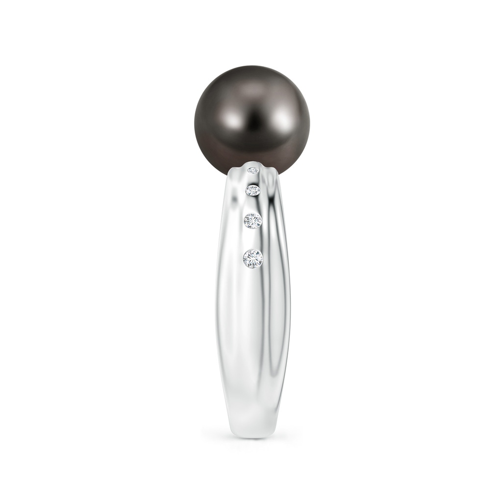 9mm AAA Tahitian Pearl Ring with Flush-Set Diamonds in White Gold Side 2
