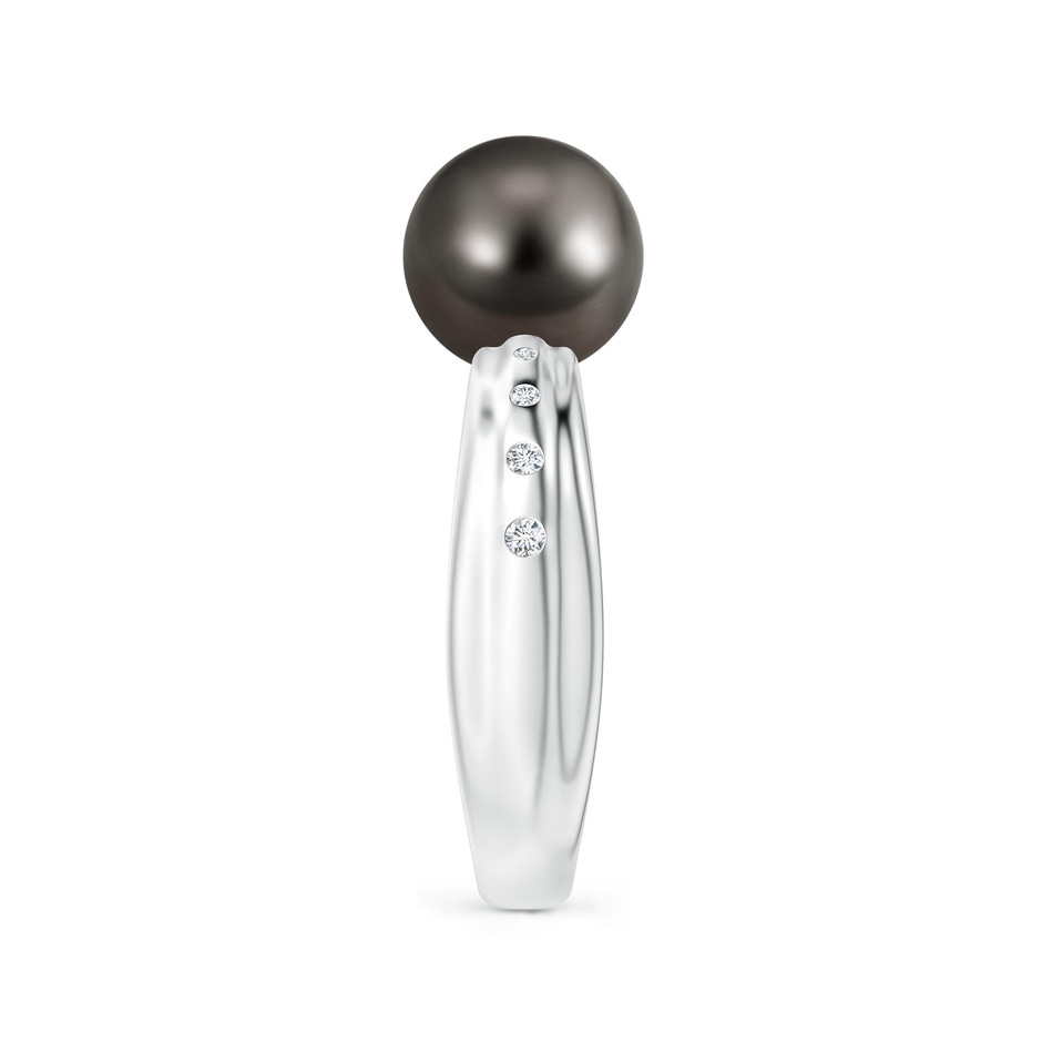 9mm AAA Tahitian Pearl Ring with Flush-Set Diamonds in White Gold side 2