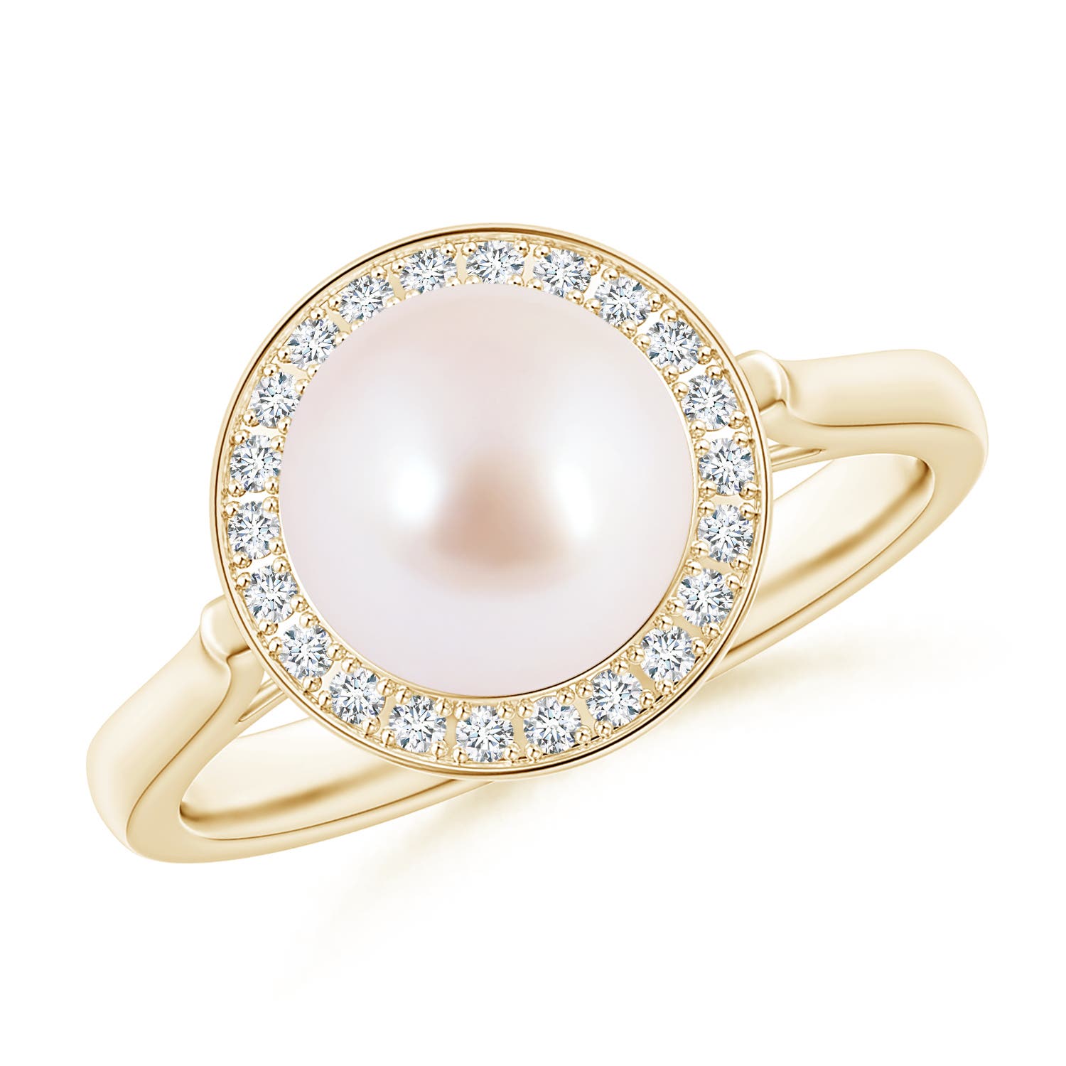 Japanese Akoya Pearl Ring with Floral Diamond Halo