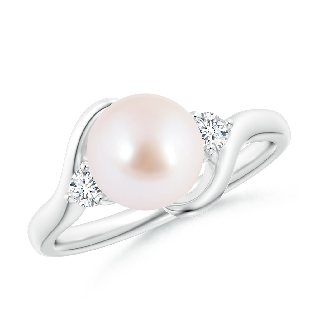 8mm AAA Classic Japanese Akoya Pearl Bypass Ring in White Gold