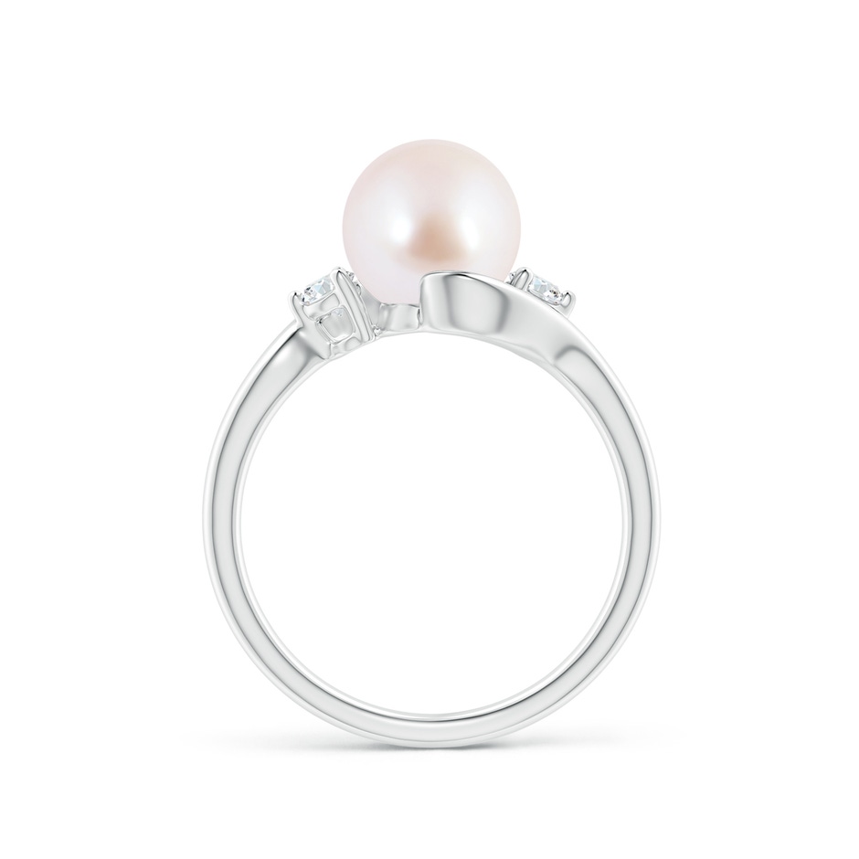 8mm AAA Classic Japanese Akoya Pearl Bypass Ring in White Gold side 1