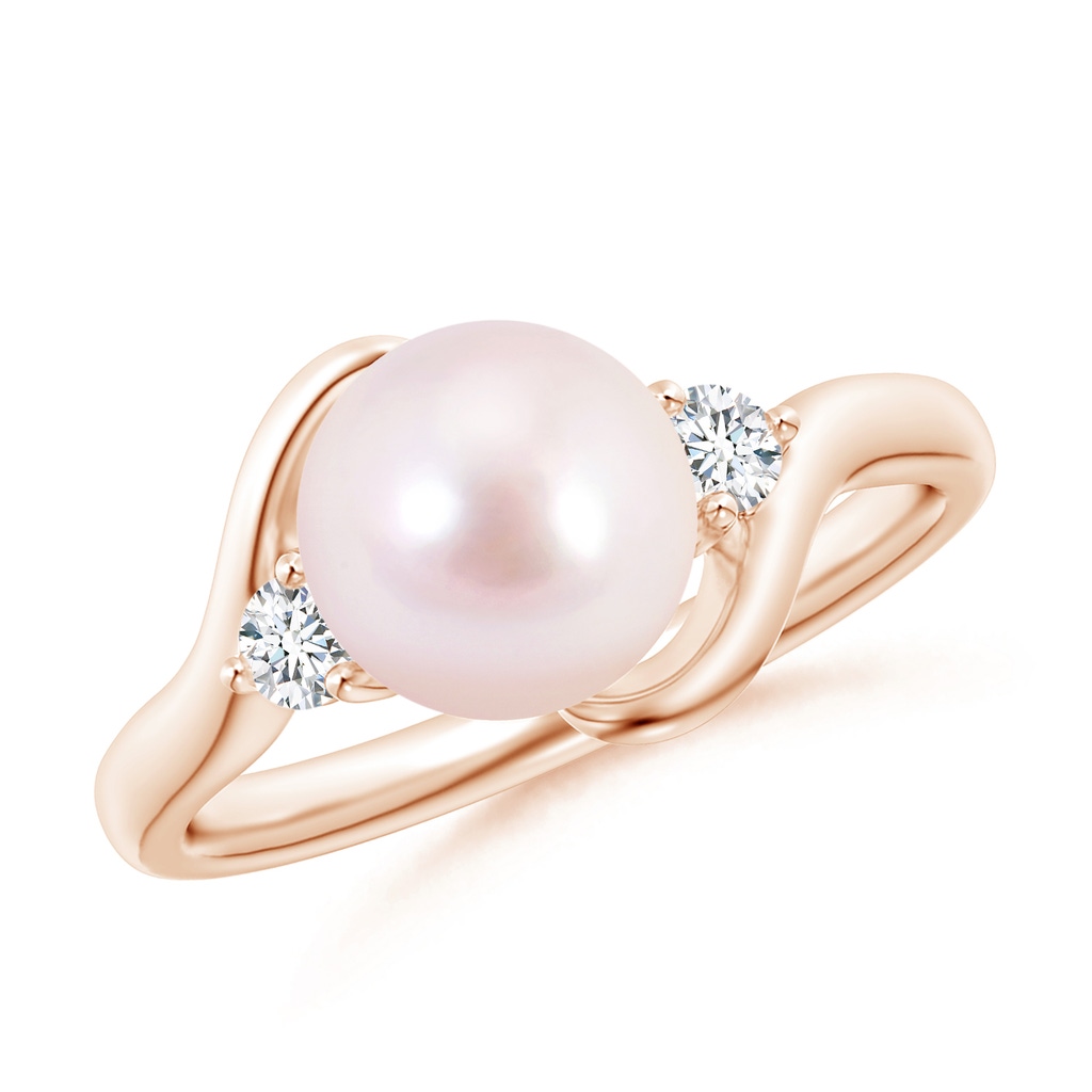 8mm AAAA Classic Japanese Akoya Pearl Bypass Ring in Rose Gold