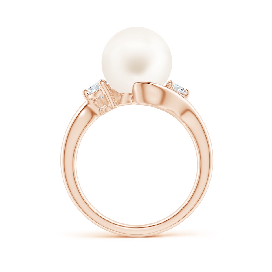 10mm AA Classic Freshwater Pearl Bypass Ring in Rose Gold side 1