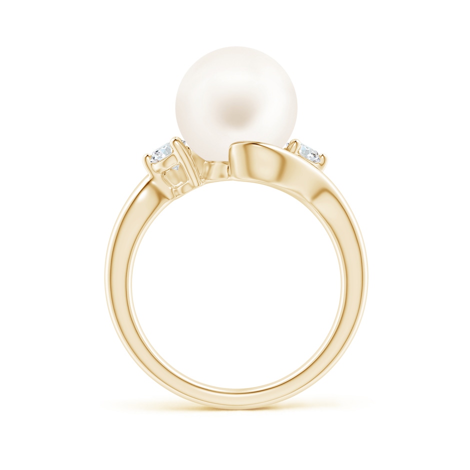 10mm AA Classic Freshwater Pearl Bypass Ring in Yellow Gold side 1