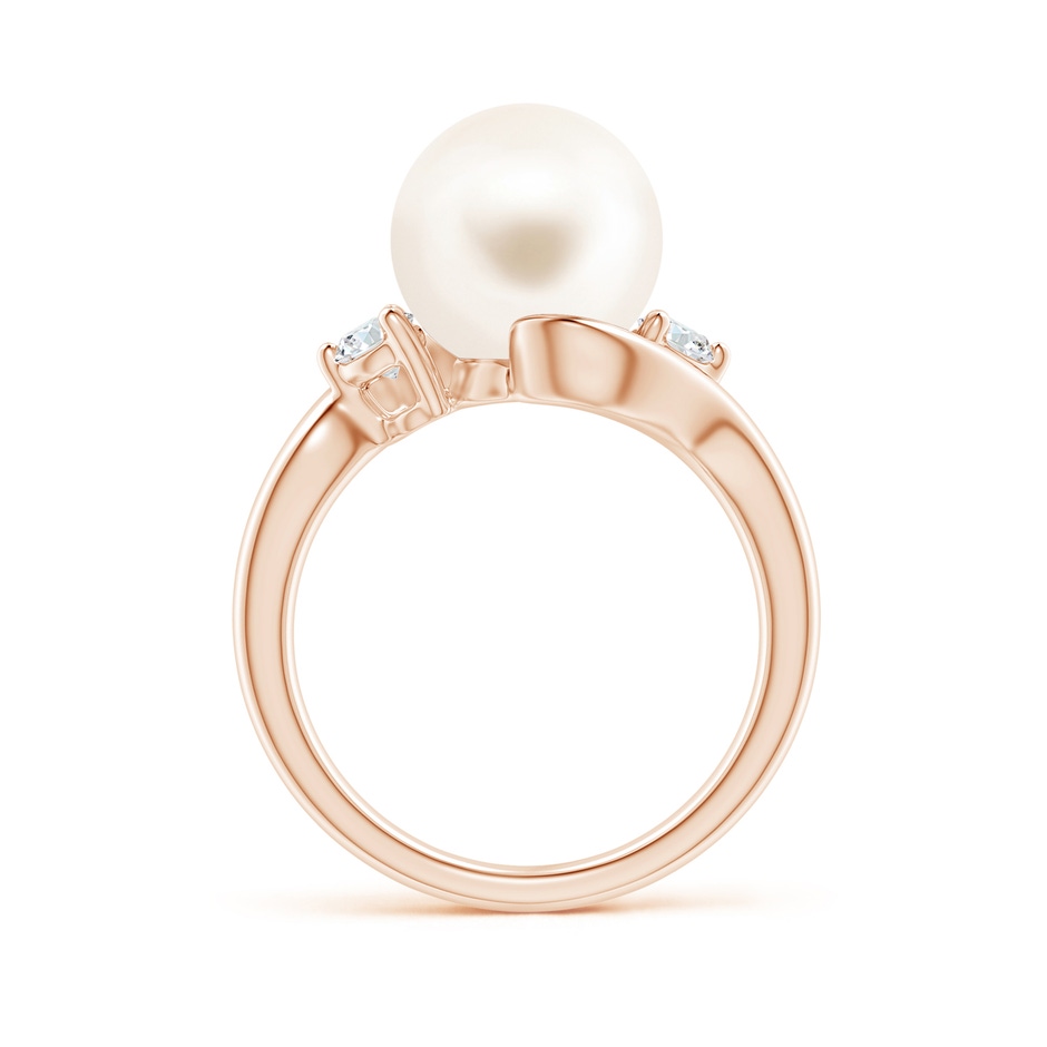 10mm AAA Classic Freshwater Pearl Bypass Ring in Rose Gold side 1