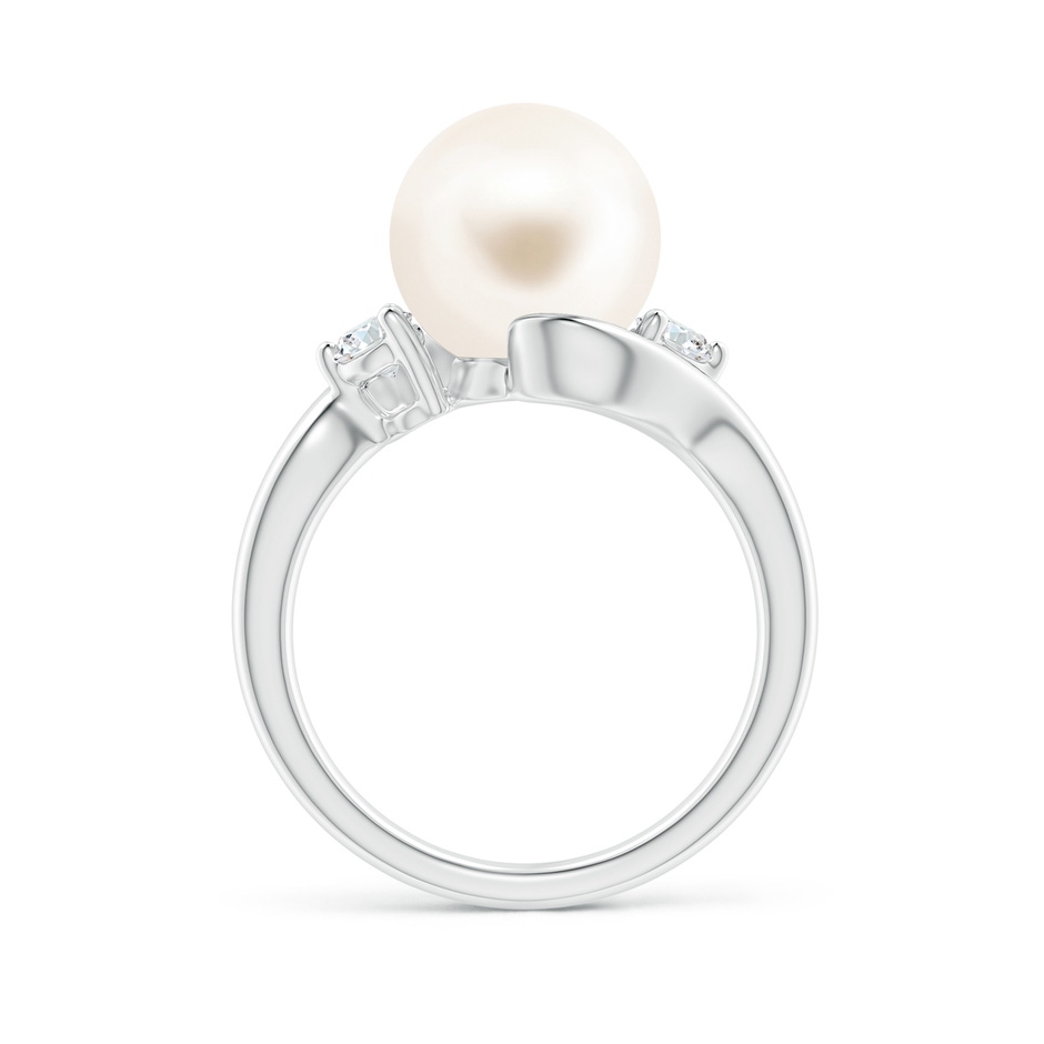 10mm AAA Classic Freshwater Pearl Bypass Ring in White Gold side 1