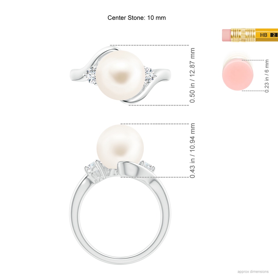 10mm AAA Classic Freshwater Pearl Bypass Ring in White Gold ruler