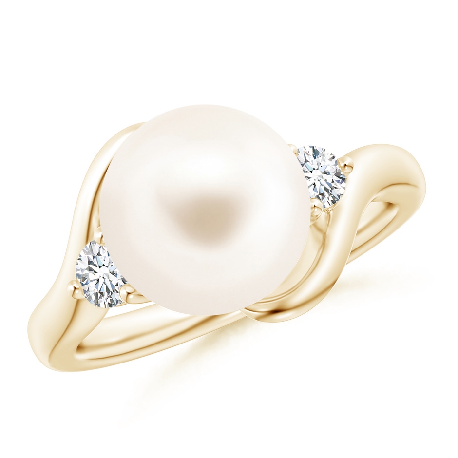 10mm AAA Classic Freshwater Pearl Bypass Ring in Yellow Gold 