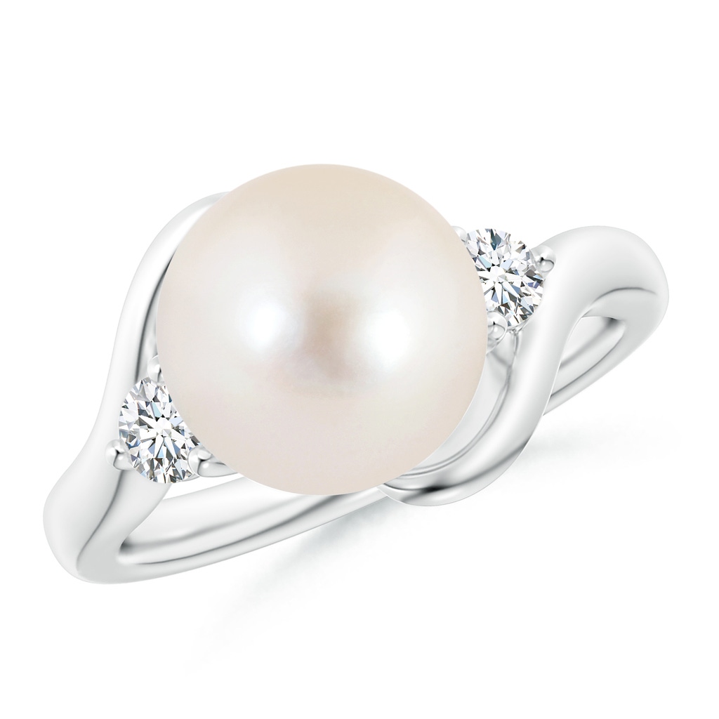 10mm AAAA Classic Freshwater Pearl Bypass Ring in White Gold