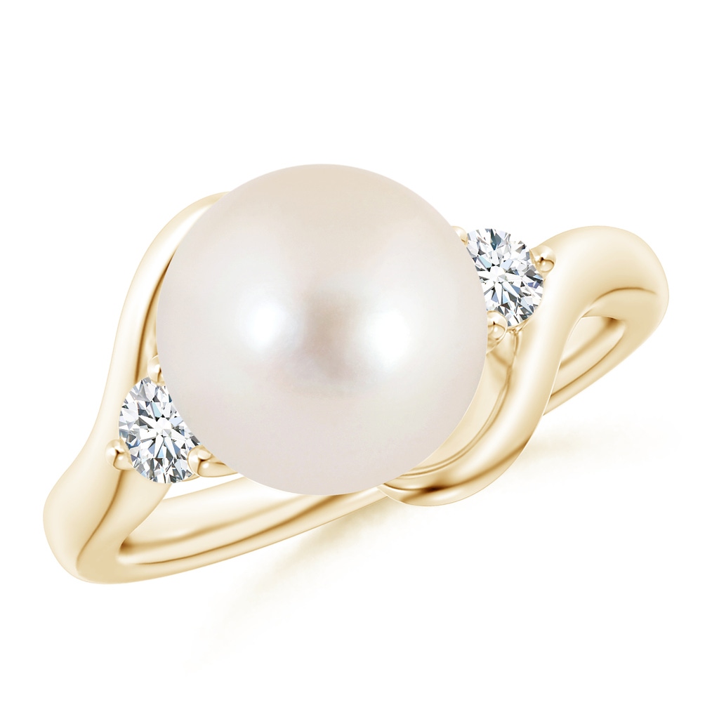 10mm AAAA Classic Freshwater Pearl Bypass Ring in Yellow Gold