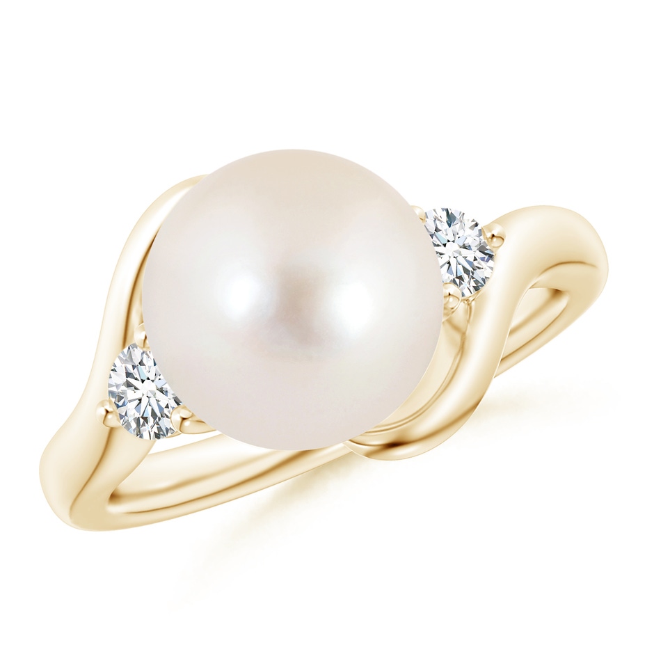 10mm AAAA Classic Freshwater Pearl Bypass Ring in Yellow Gold 