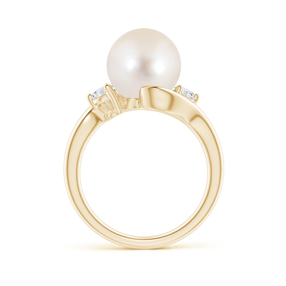 10mm AAAA Classic Freshwater Pearl Bypass Ring in Yellow Gold side 1