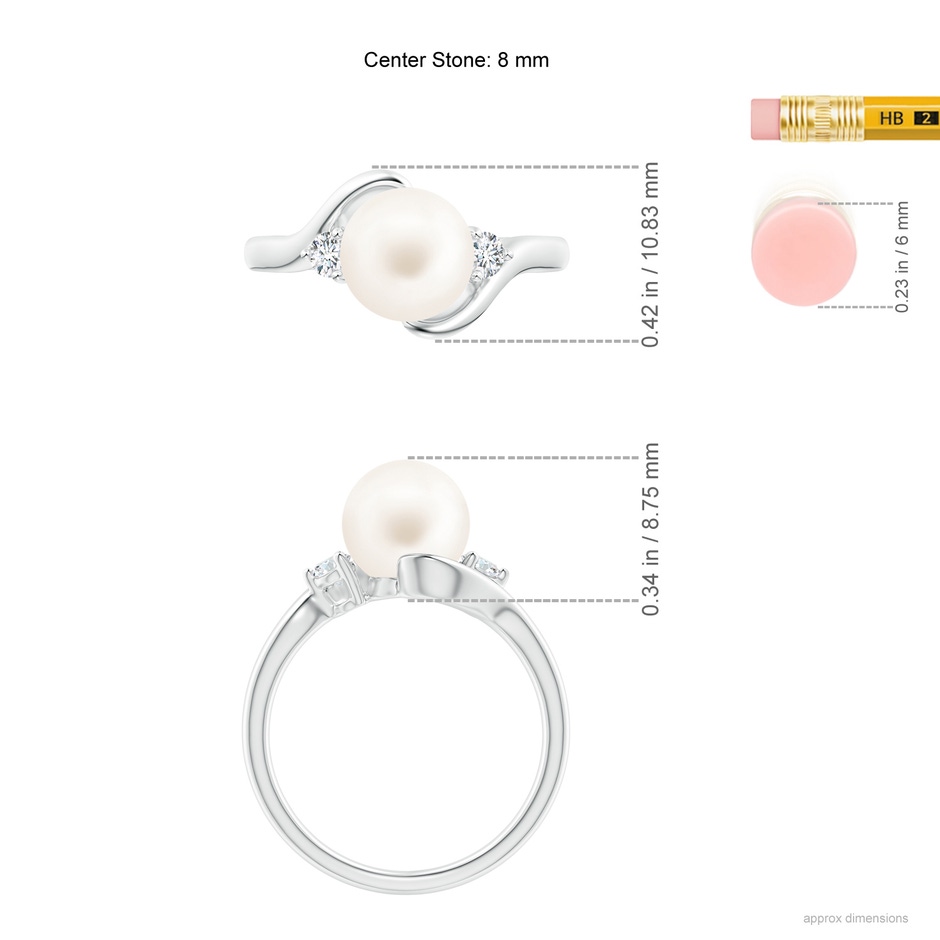 8mm AA Classic Freshwater Pearl Bypass Ring in P950 Platinum ruler