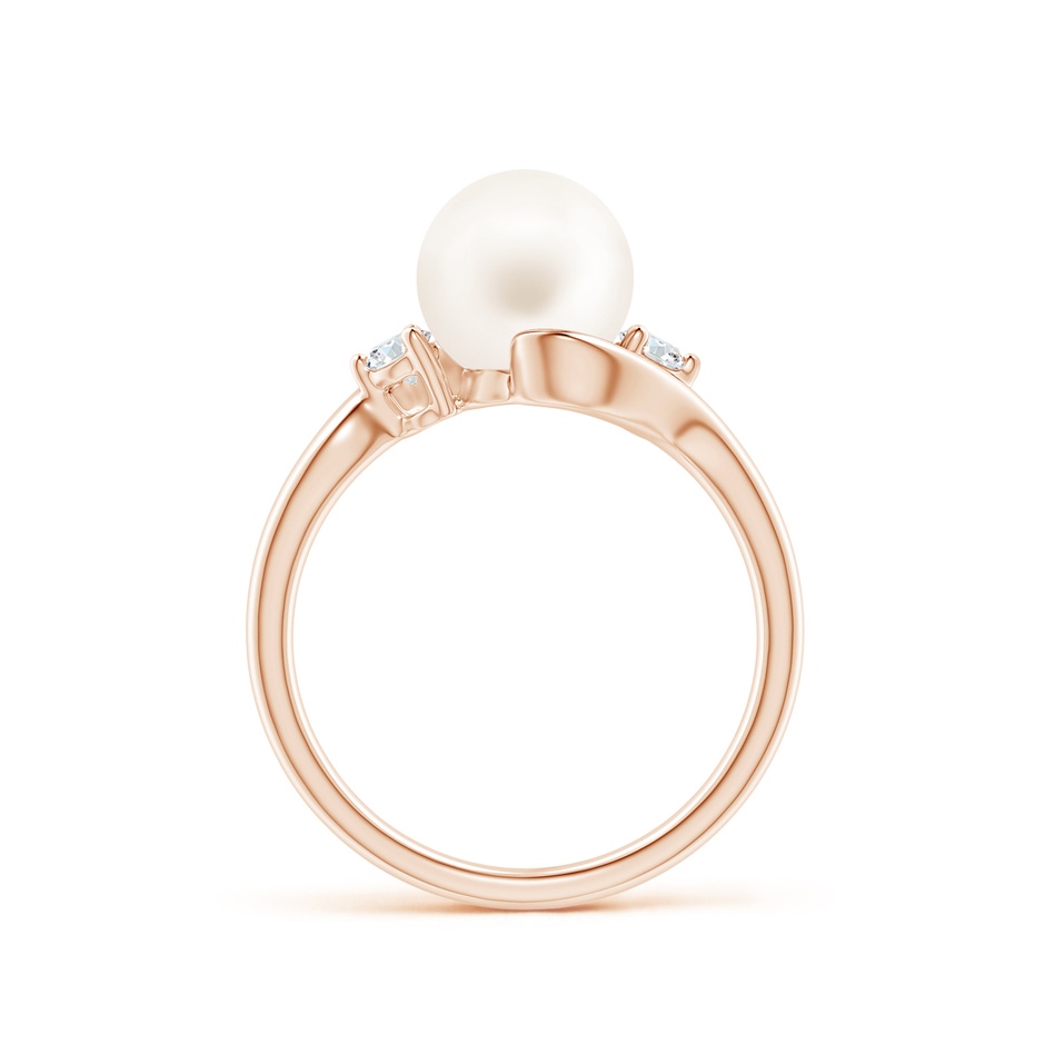 8mm AA Classic Freshwater Pearl Bypass Ring in Rose Gold side 1