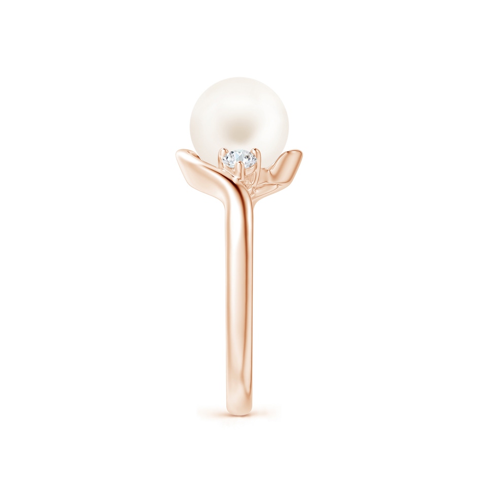 8mm AA Classic Freshwater Pearl Bypass Ring in Rose Gold side 2
