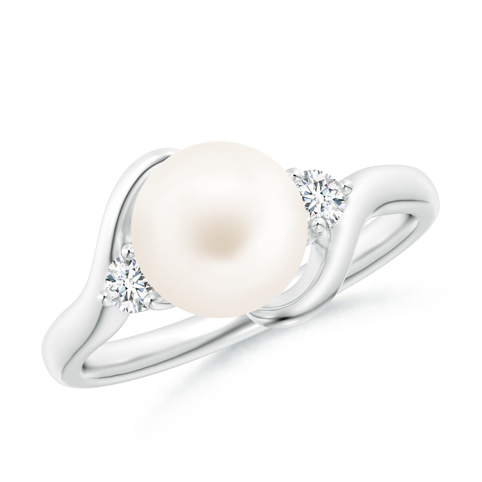8mm AA Classic Freshwater Pearl Bypass Ring in White Gold 