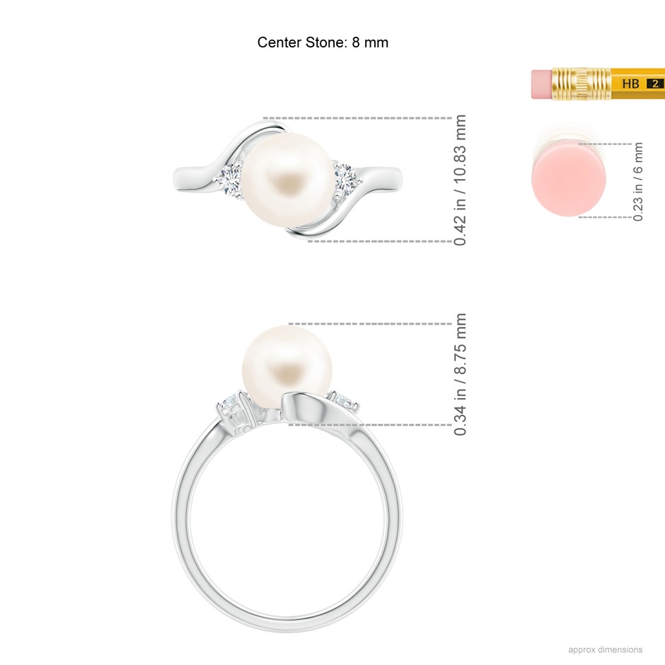 8mm AAA Classic Freshwater Pearl Bypass Ring in P950 Platinum ruler