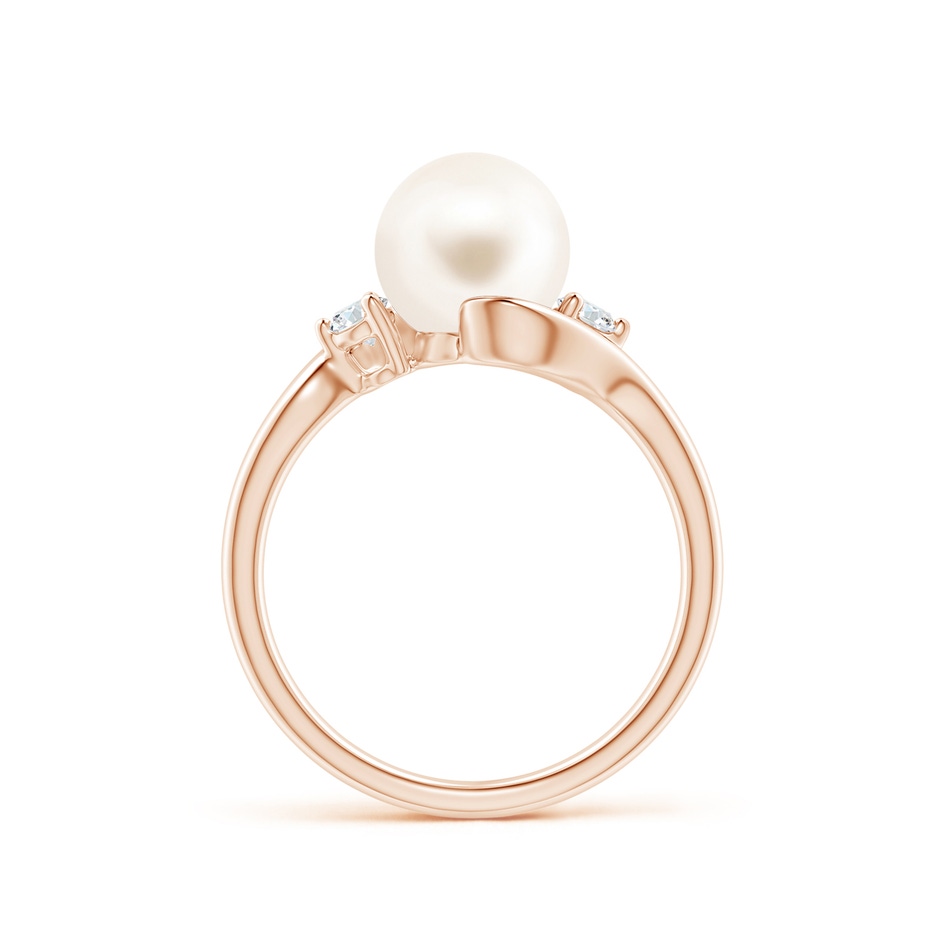 8mm AAA Classic Freshwater Pearl Bypass Ring in Rose Gold side 1