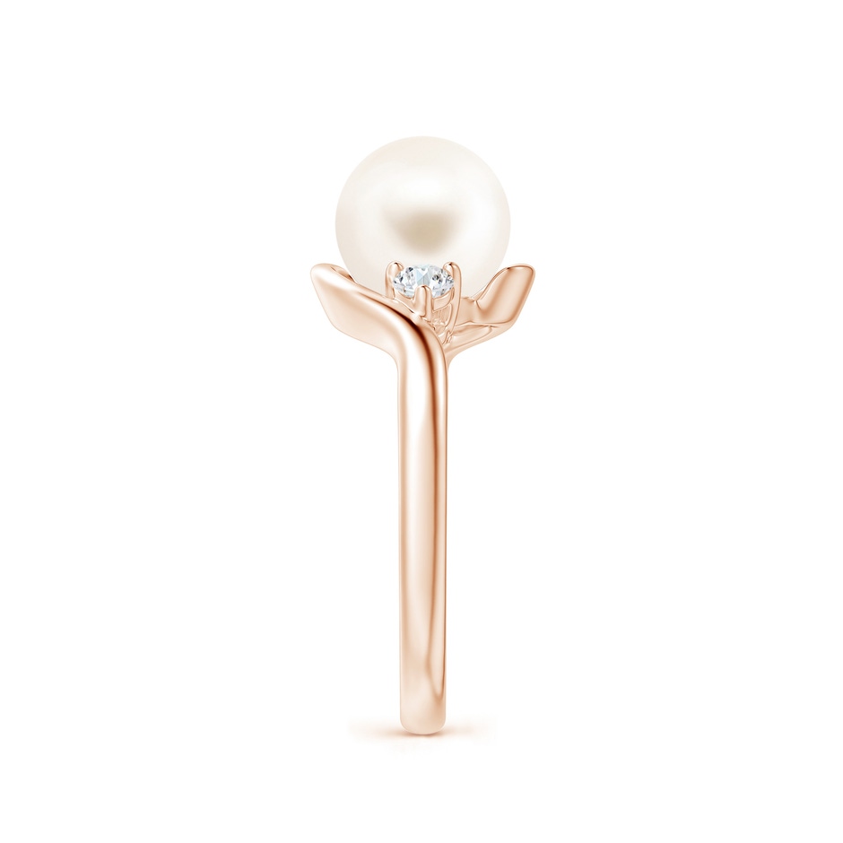 8mm AAA Classic Freshwater Pearl Bypass Ring in Rose Gold side 2
