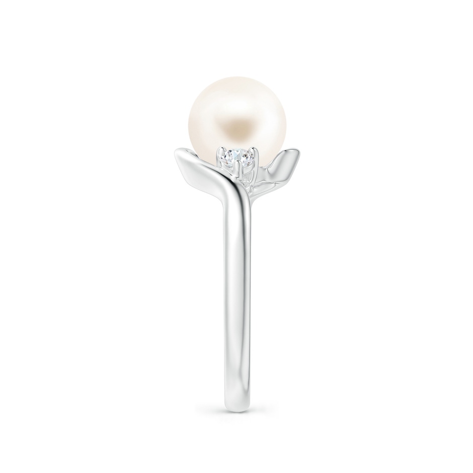8mm AAA Classic Freshwater Pearl Bypass Ring in White Gold side 2