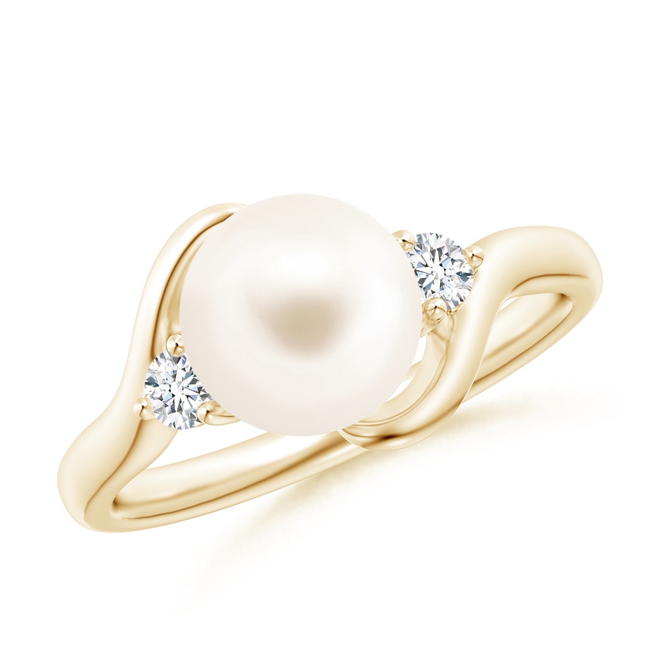 8mm AAA Classic Freshwater Pearl Bypass Ring in Yellow Gold 