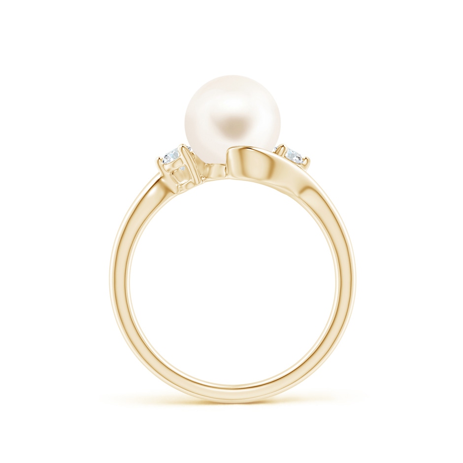 8mm AAA Classic Freshwater Pearl Bypass Ring in Yellow Gold side 1