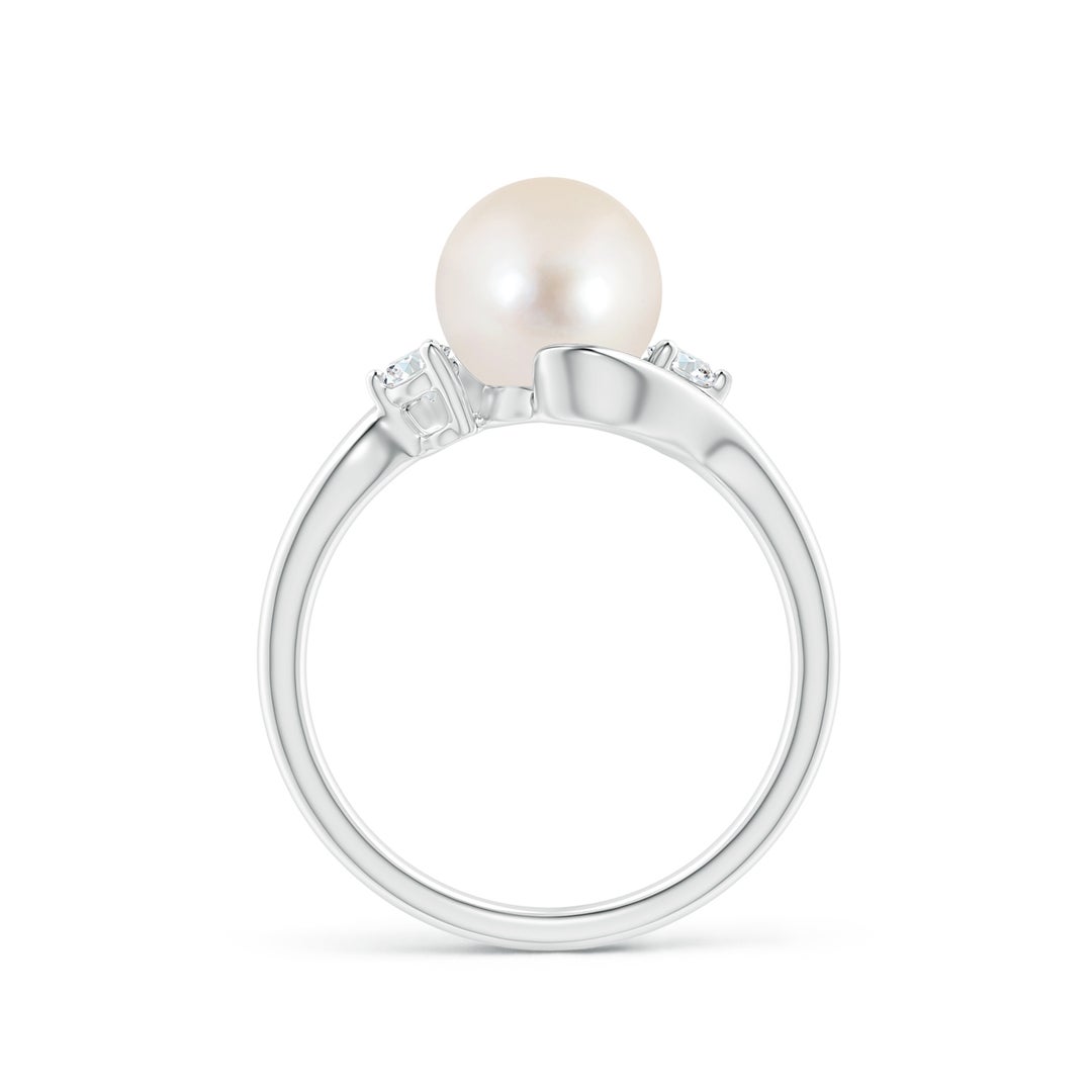 8mm AAAA Classic Freshwater Pearl Bypass Ring in P950 Platinum - side 1