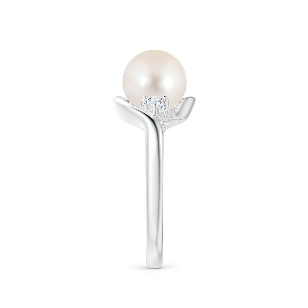 8mm AAAA Classic Freshwater Pearl Bypass Ring in P950 Platinum - side 2