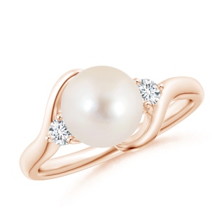 8mm AAAA Classic Freshwater Pearl Bypass Ring in Rose Gold